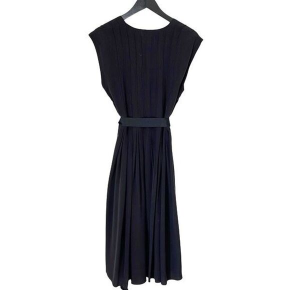 Sonia Rykiel Womens Cap Sleeve Pleated Belted Fit & Flare Dress Black Sz 40 NWT - Picture 5 of 10